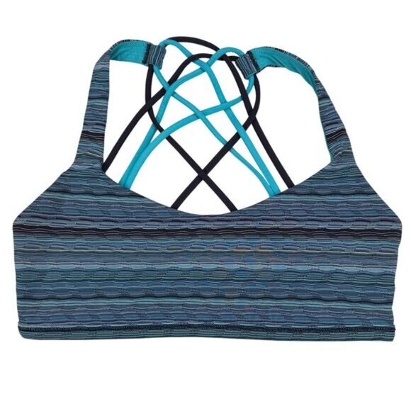 LULULEMON Free To Be Bra Size 6 Space Dye Twist Naval Blue Peacock Blue - Picture 3 of 6